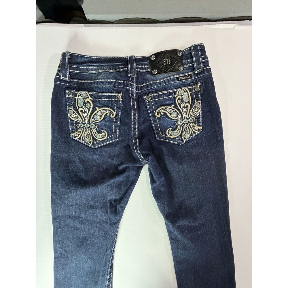 Miss Me Size 26 Fleur De Lis Embroidered Crop Capri Jeans Dark Wash Y2K Western